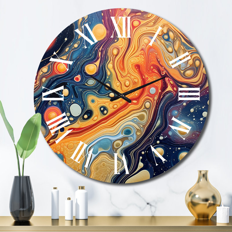 Horloge murale Orange Blue Galactic Universe II, Grand