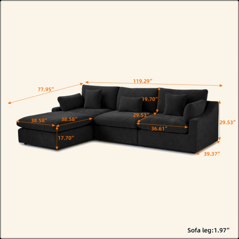 Canapé modulaire Cloud L, Noir