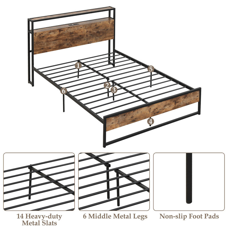 Banquer Metal Platform Storage Bed, Full / Double