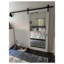 Porte de grange double robuste avec miroir Lucia 1299 Blanc Soie, supports de rail de 13 pi, portes intérieures à panneaux solides et lourds - 36 po x 80 po (2 x 18 x 80 po) - Rail noir - Miroir-75685621-75685643