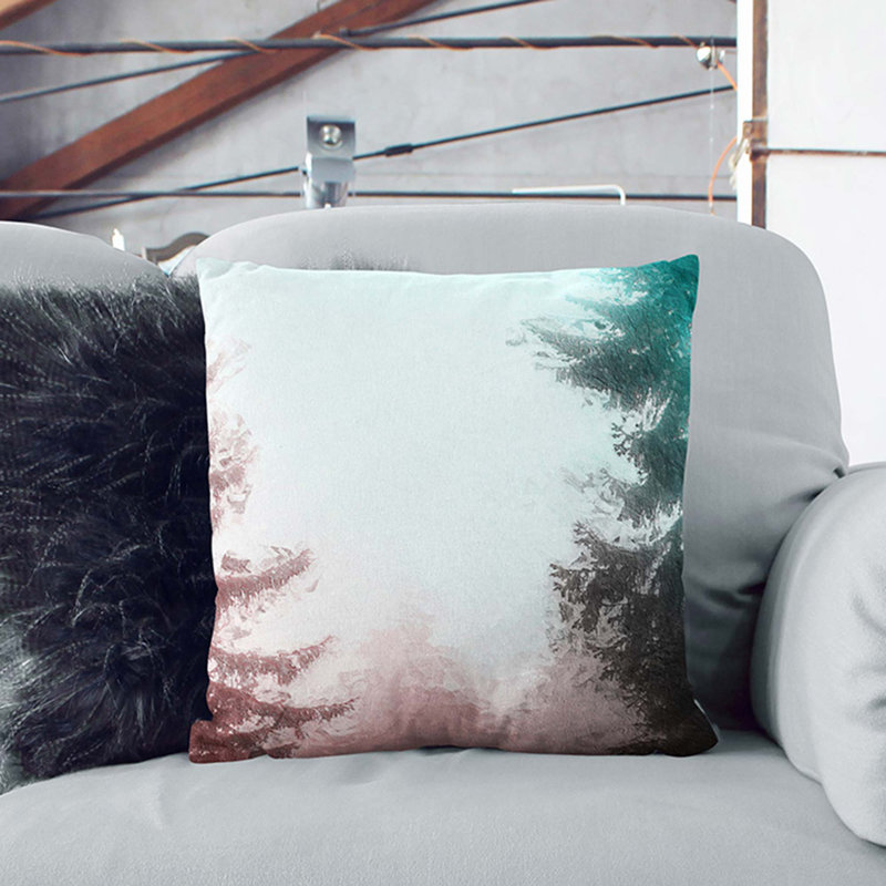 Through the Trees Cushion with Filling, 40cm H x 40cm W x 15cm D, Stone