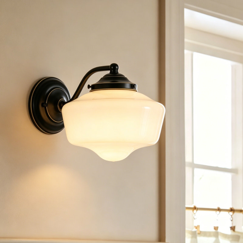 Layla 1 - Light 9.3" W Schoolhouse Glass Wall Sconces, Matte Black