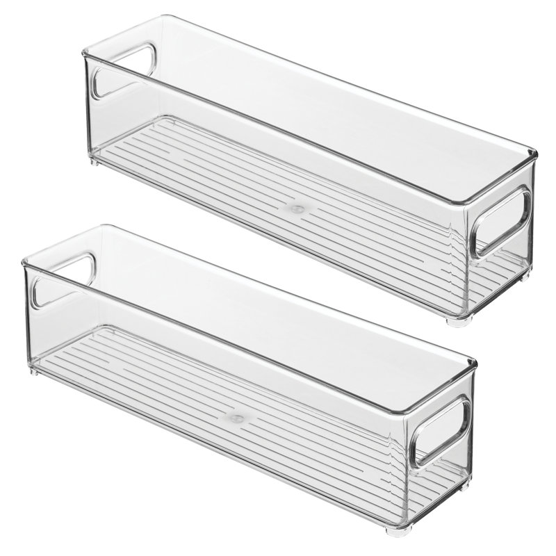 Stackable Fridge Bin with Handles - Kitchen Storage Bin for Cabinets or Pantry