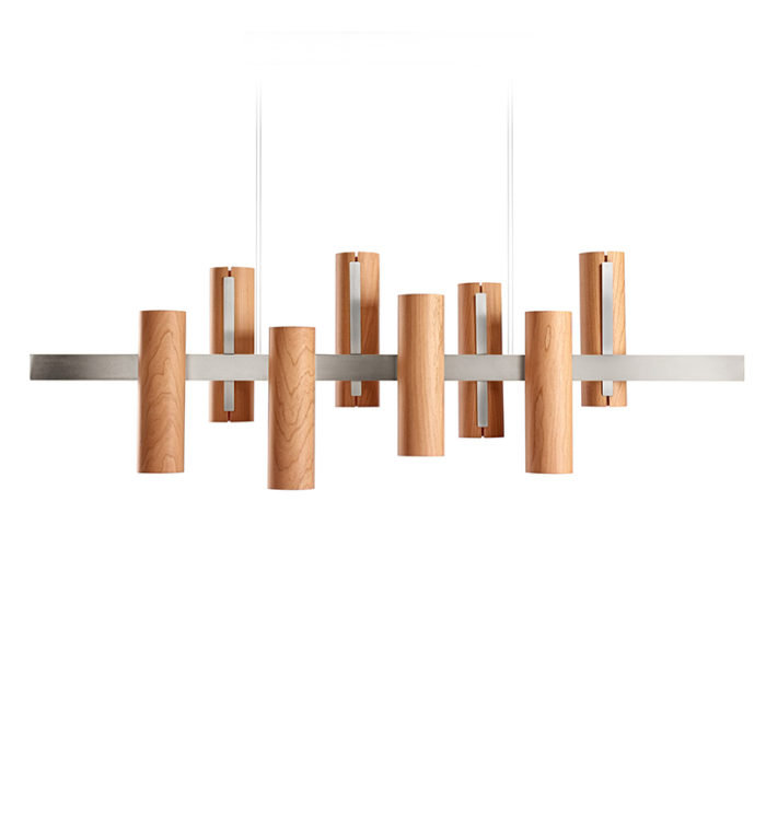 Black Note 8 - Light LED Pendant, Natural Cherry, Matte Black, 2700K Bulb Temperature