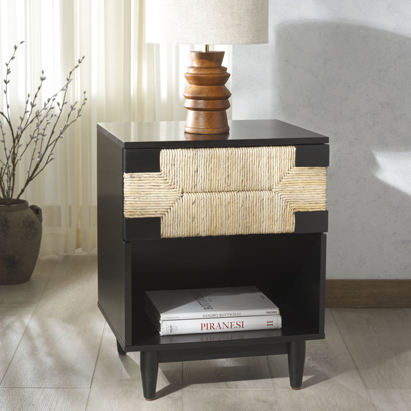 Aleja Banana Stem 1 Drawer 20" Nightstand, Black