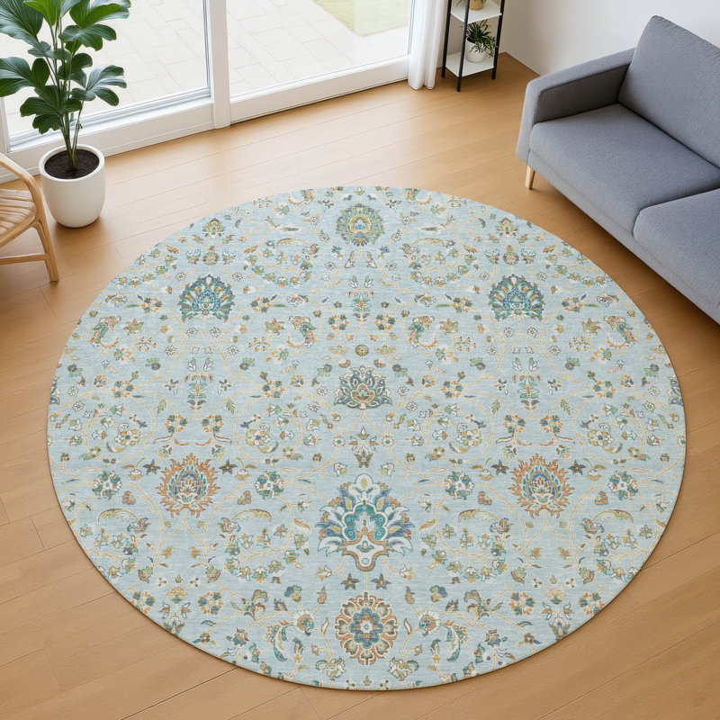 Machine Washable Indoor/Outdoor Chantille ACN2758 Global Rug, Sky, 8' Round
