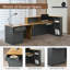 Bureau de réception en L avec comptoir - Bureau de réception avec armoire de rangement, tablettes ouvertes, tiroir verrouillable et plateau à clavier pour le bureau, le hall d'entrée, la caisse-21442918-21442923