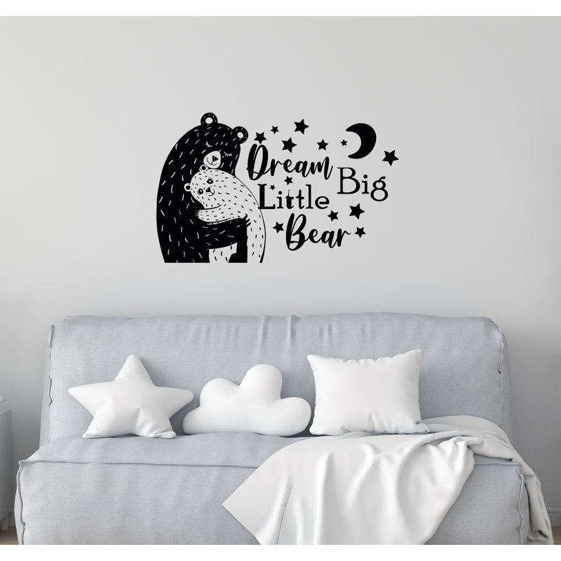 Adhésif décoratif Dream Big Little One Bear, Noir, H 15 po x l 22 po