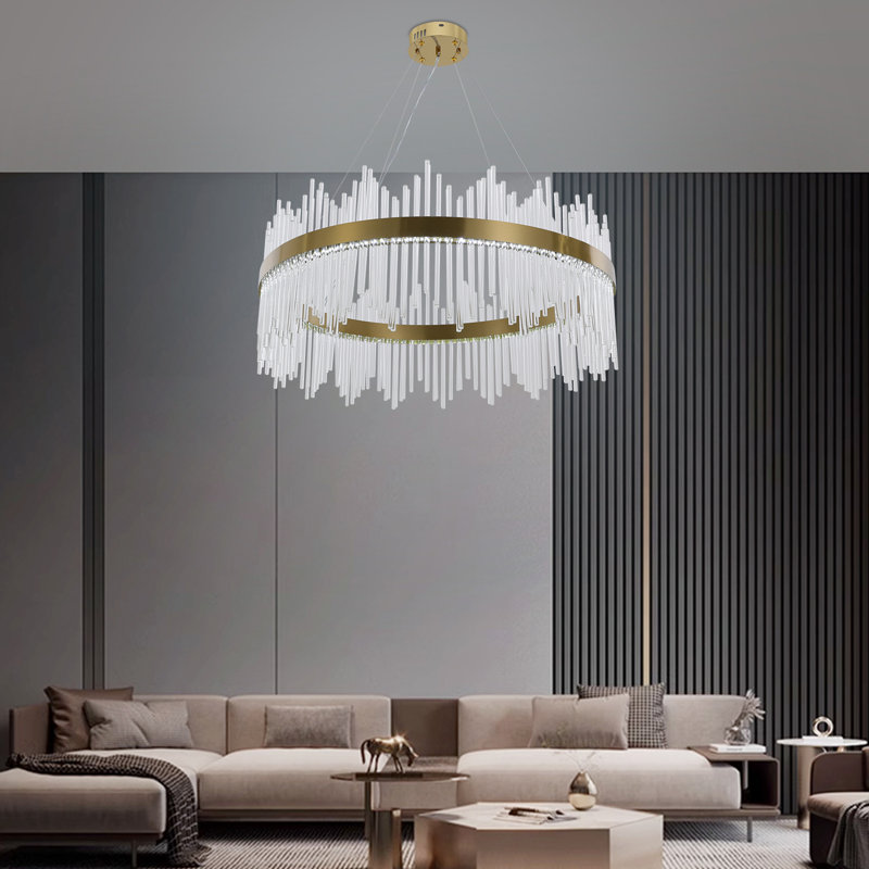 Lustre unique à DEL avec détails en cristal Esiquio sans télécommande