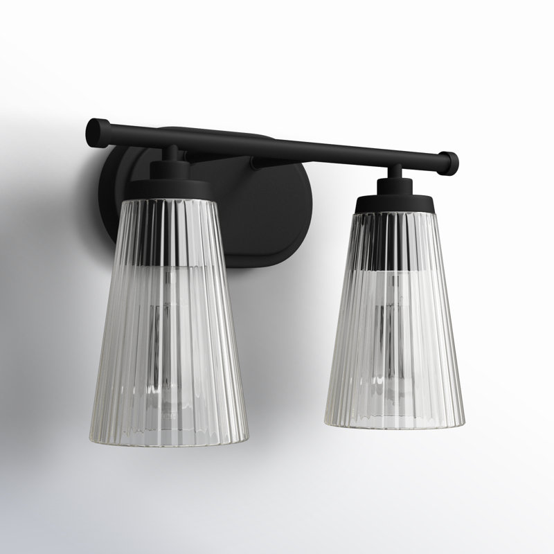 Jeanie 2 Light Ribbed Dimmable Vanity Light, Black