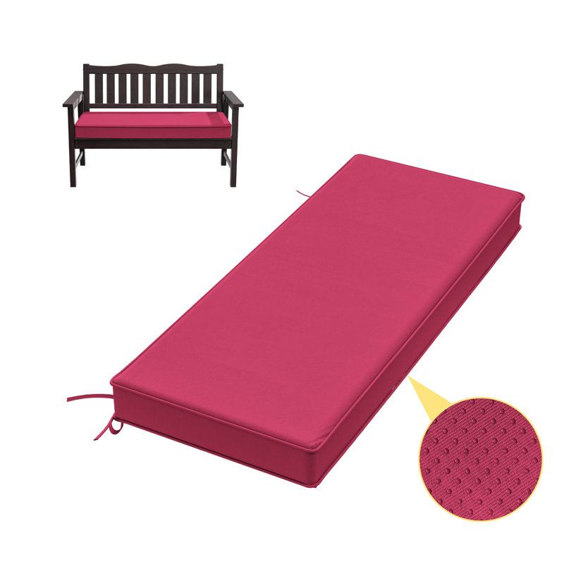 3" Thick Anti-Slip Bench Cushion For Indoor And Outdoor Use, 45" W x 18" D, Pink