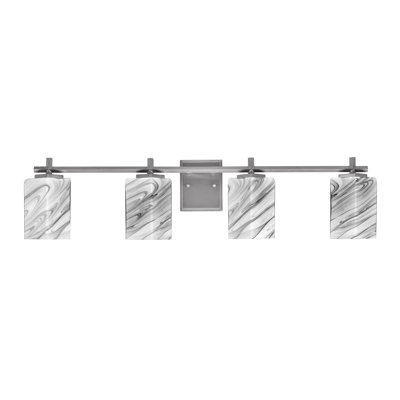 Barre d'éclairage de salle de bain 4 lumières avec verre à onyx carré 3,5 po Franklin