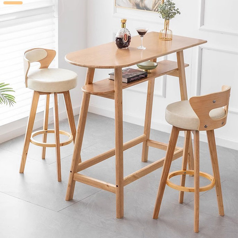 Table de bar moderne en bois massif minimaliste avec rangement
