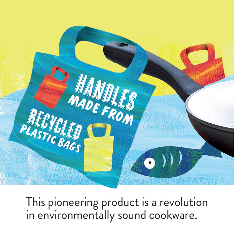 Earthpan Recycled induction Dishwasher Safe Frying Pan with Toughened Glass Lid -28cm