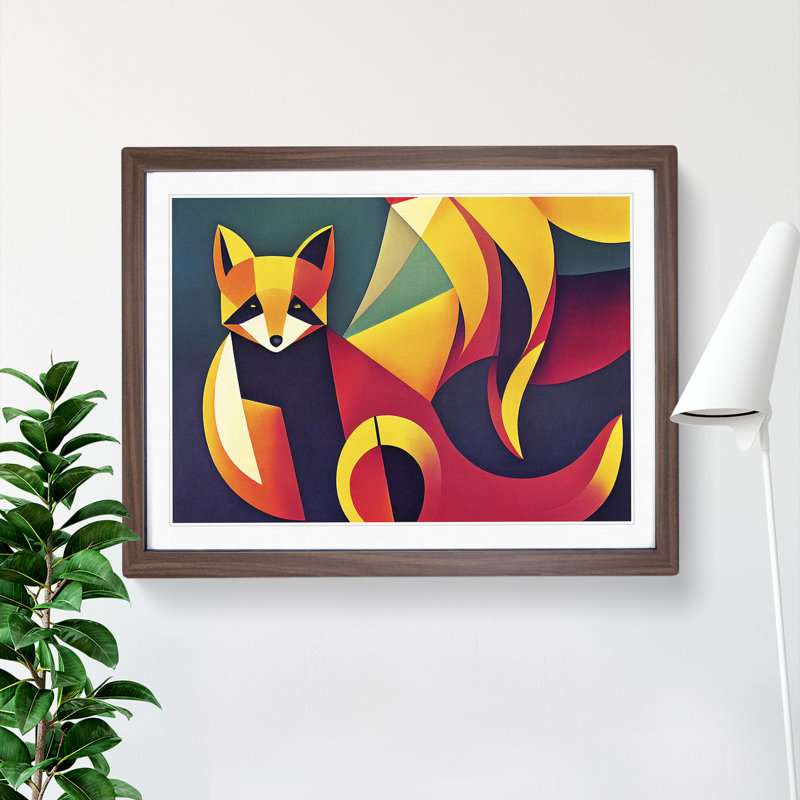 Fox Deco - Single Picture Frame Print, 46cm H x 64cm W x 2cm D, Walnut