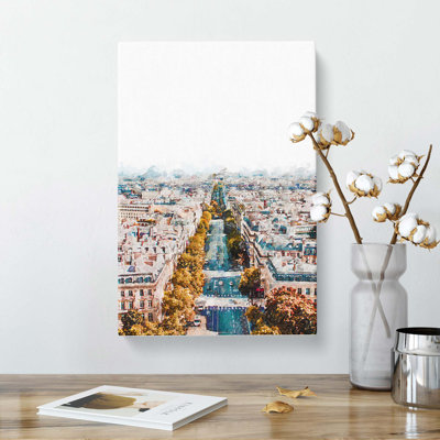 Road Through The Paris Skyline - Wrapped Canvas