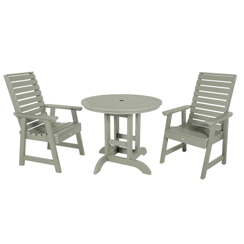 Midwest 2 - Person Patio Dining Set with Round Table, Eucalyptus