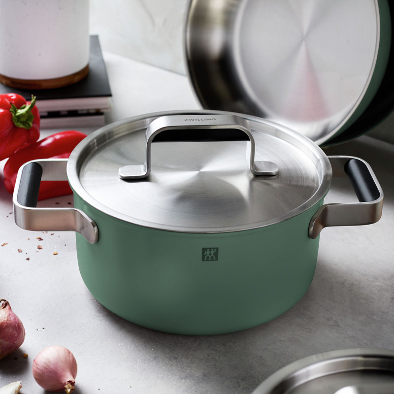 ZWILLING Pure 8-Pc Stainless Steel Cookware Set, Ivory, Green