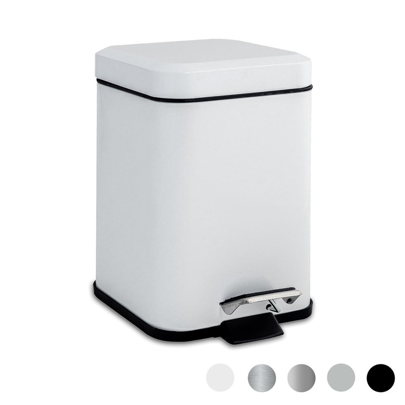 Harbour Housewares 3L Square Bathroom Pedal Bin, White
