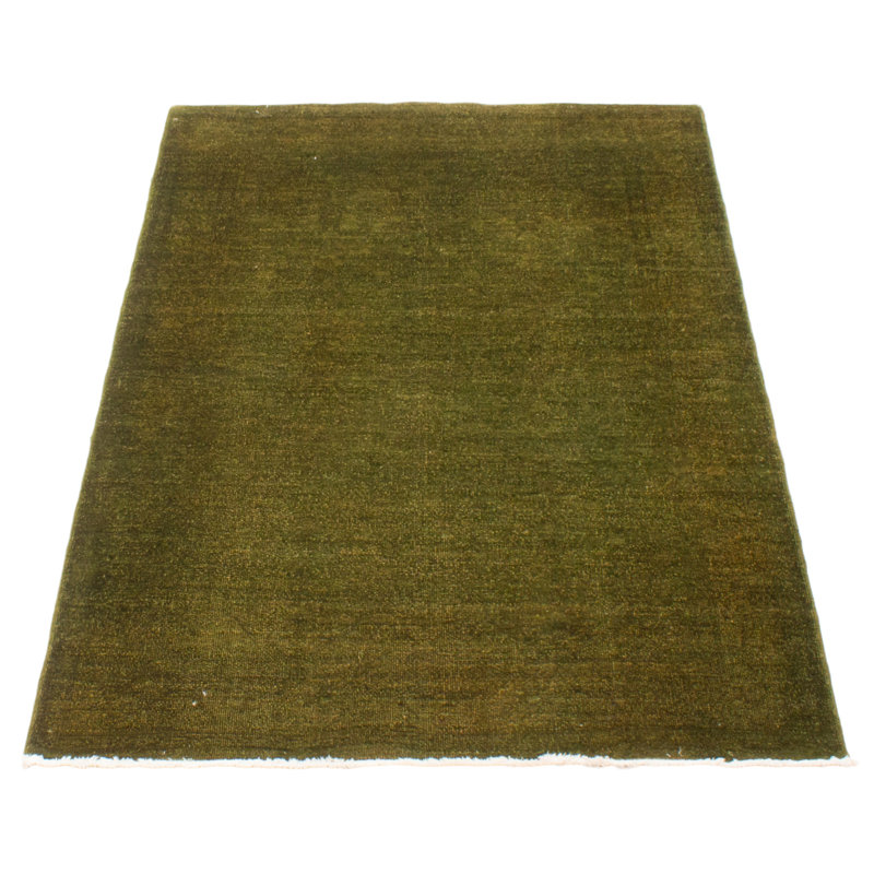 Tapis vert unique noué à la main 4 pi 0 po x 6 pi 2 po