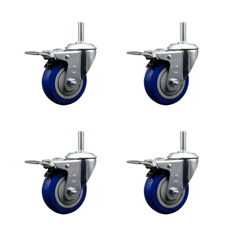 Ensemble de roulettes à tige filetée 3,5 "avec verrou total 3,5 pouces BRK
