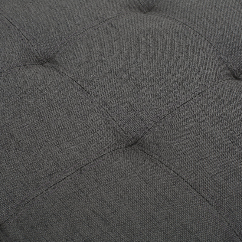 Upholstered Tufted Fabric Storage Ottoman, Dark Gray
