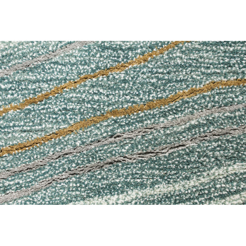 Tapis bleu sarcelle touffeté à la main Farrie, Rectangle 5 pi x 7 pi 6 po