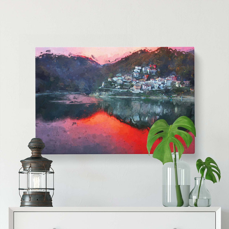 Lake Reflection In Rieti Italy In Abstract - Wrapped Canvas Print, 50cm H x 76cm W x 3cm D