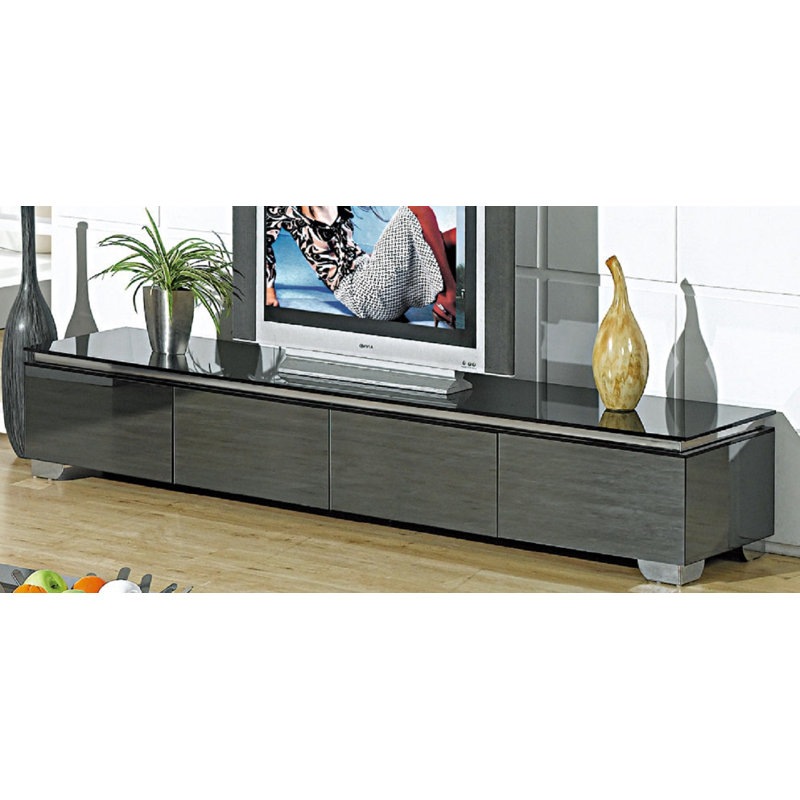 Gray Mirrored Glass Tv Stand With Coffee Table Set