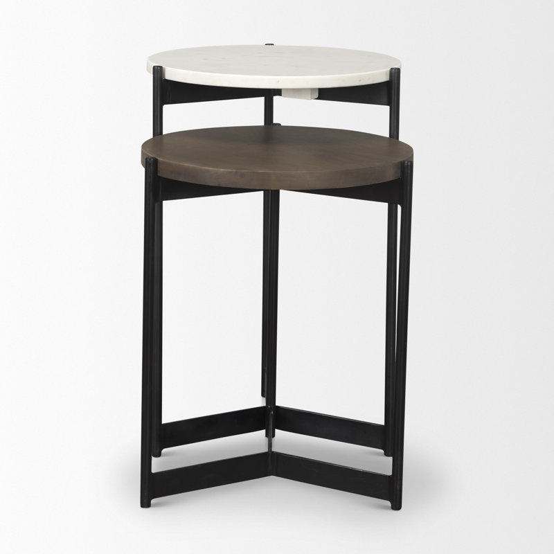 Ivelisse Nesting End Table, White/Dark Brown