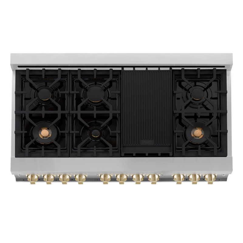 ZLINE Autograph 48" Legacy Dual Fuel Range w/ 7 Burners, Polished Gold