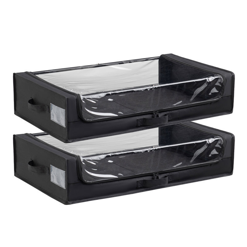 Rolling Under-Bed Storage Organizer with Clear Top, Space-Saving Design, and Multi-Directional Wheels – Perfect for Clothes, Shoes, and Household Items, Set of 2