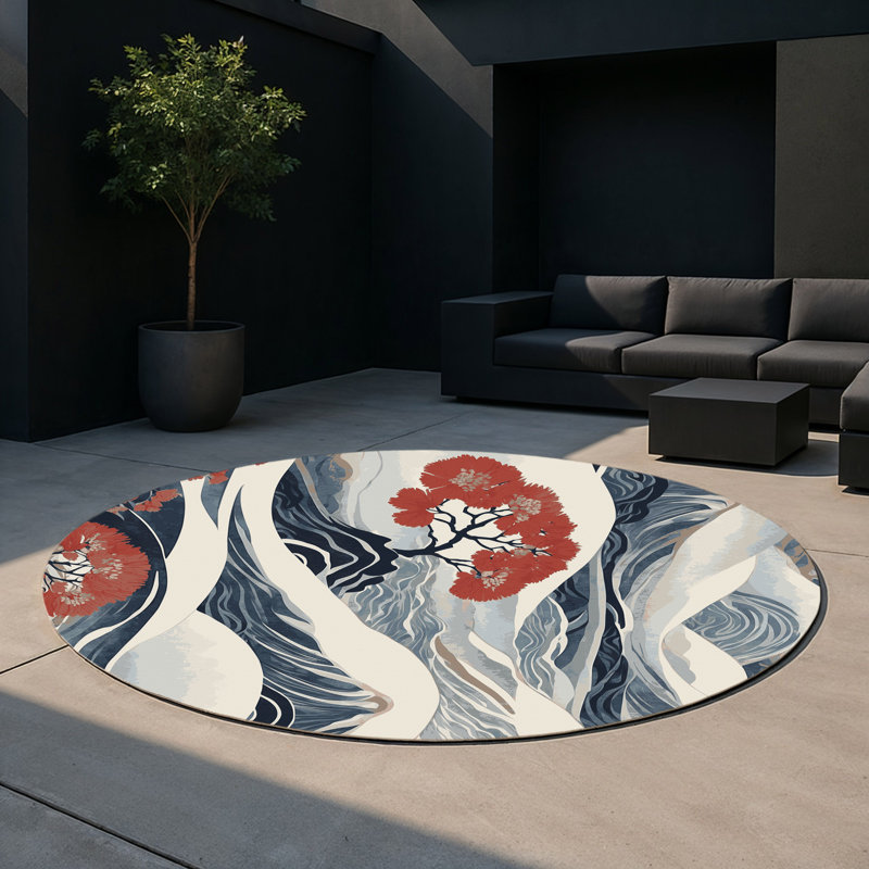 Gentle Blossoms Indoor And Outdoor Area Rug, Round 5'