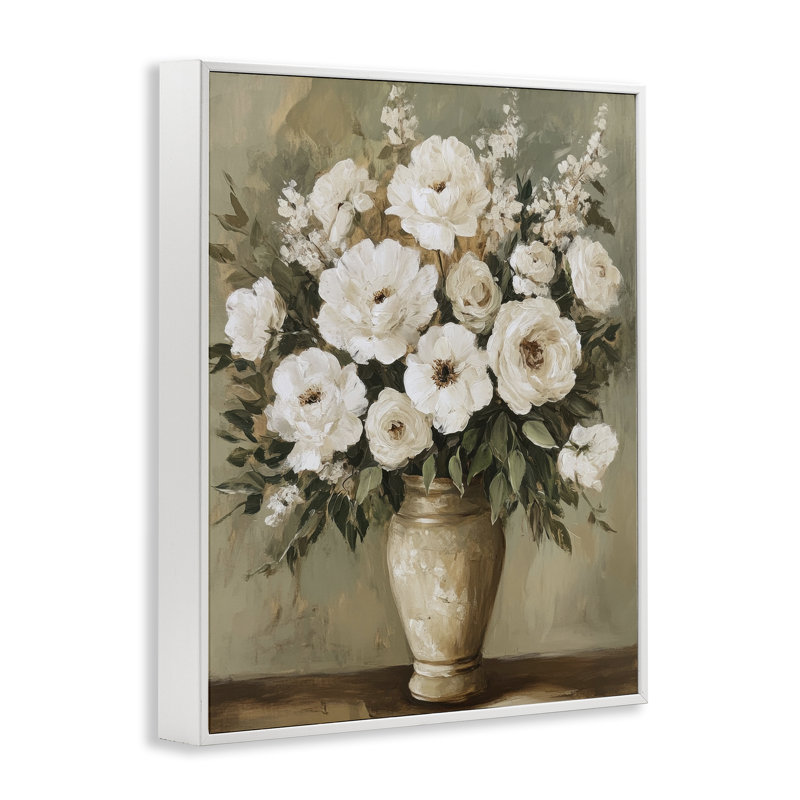 Giclée encadrée de fleurs antiques, par Petal Prints Design, H 20 po x l 16 po, Estampe numérique encadrée blanc bord de mer