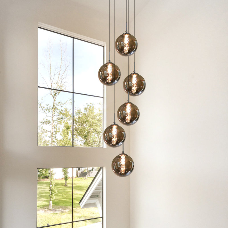 Amice 6 - Light Silver Cluster Pendant, Grey, 6