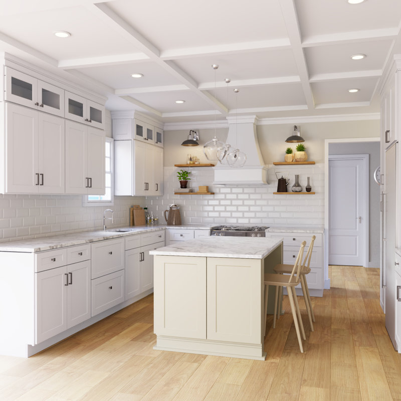 Shaker White Solid Wood 3-Drawer Base Kitchen Cabinet
