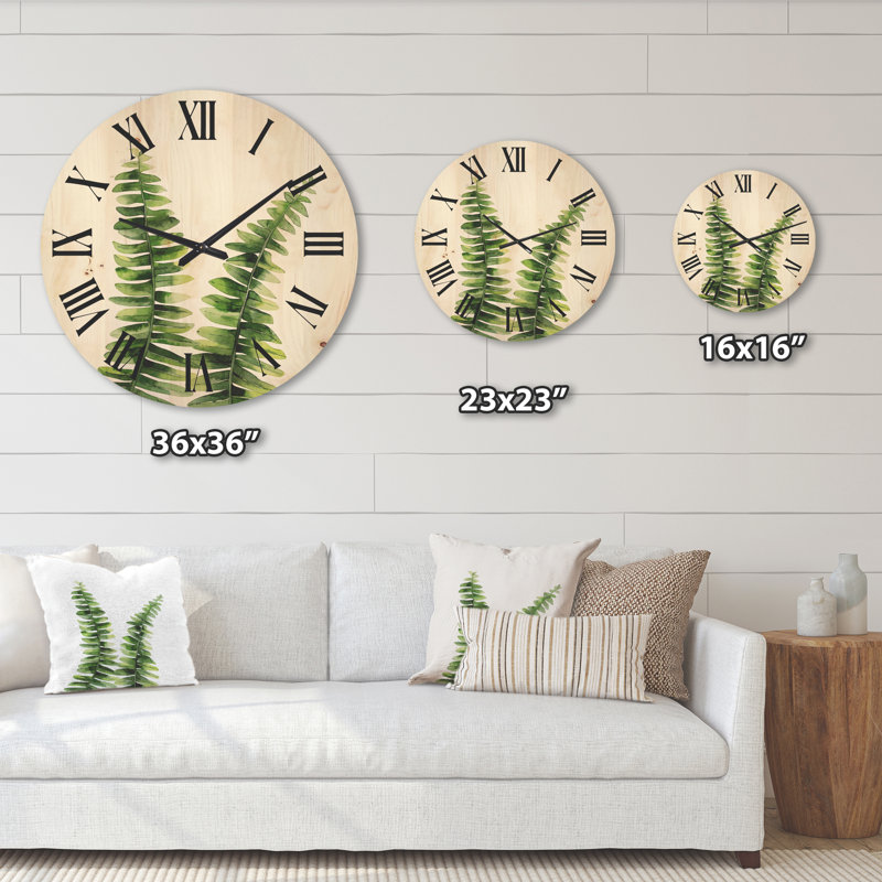 Horloge murale en bois Fern, Grand