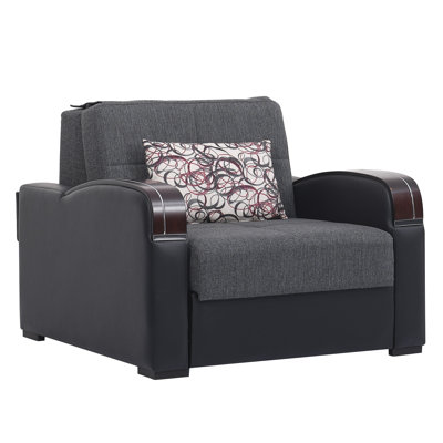Annalesia Sleep Plus Fabric Upholstered Convertible 3-in-1 Sleeper Arm Chair With Storage