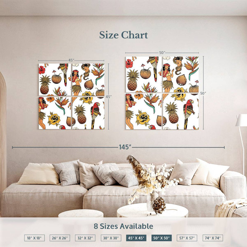 Kerner Tropical Hawaiian Pattern, 50" H x 50" W