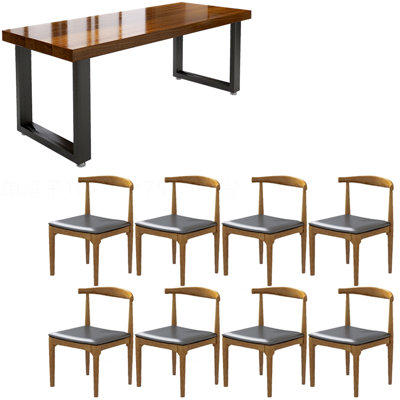 Nordic style solid wood and iron table set