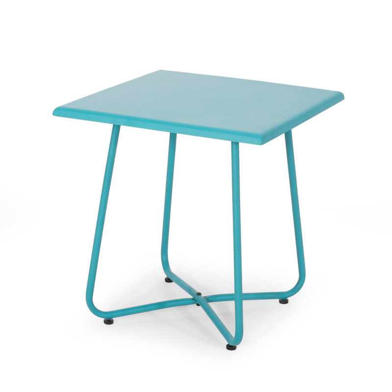 Teal Steel 18" Modern Outdoor Side Table