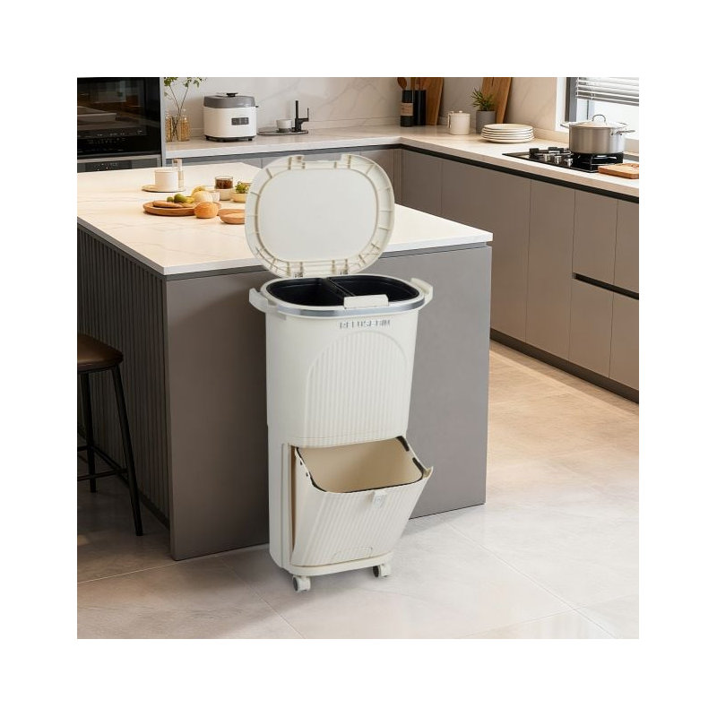 Plastic Waste Bin, White
