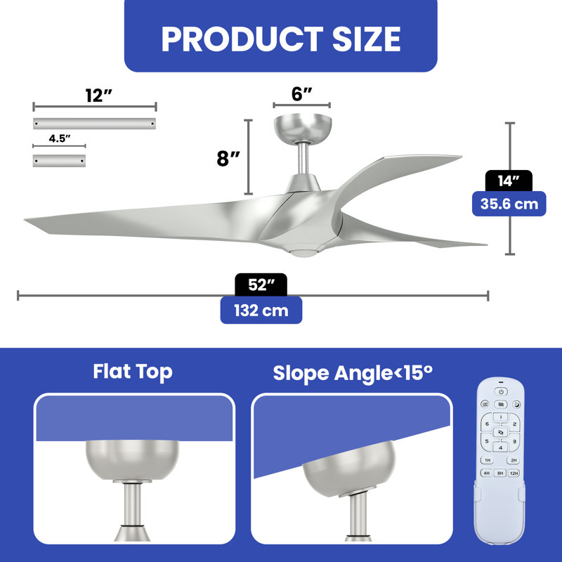 Ventilateur de plafond 52 po Kinthik, Argent