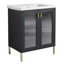 Meuble-lavabo autoportant de 28 pouces avec lavabo en céramique et porte à fermeture douce, parfait pour les espaces modernes et compacts.-1704828876