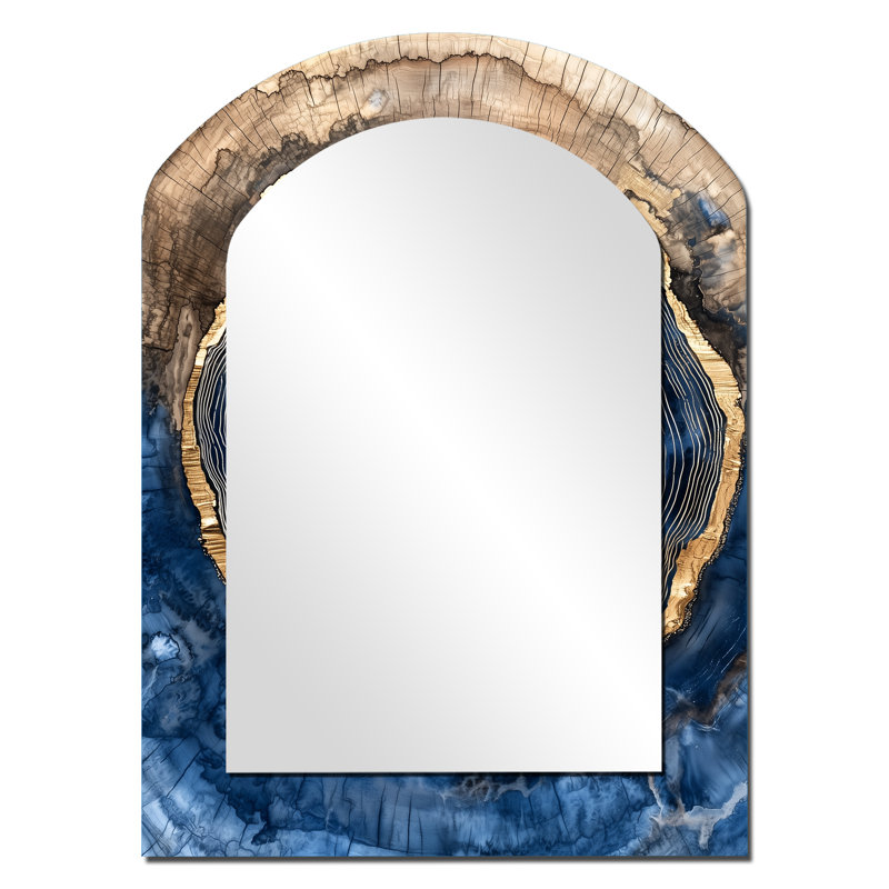 Miroir mural asymétrique en cristal Aqua, 34 po x 25 po