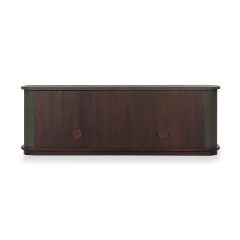 Berlin Media Console-Worn Black Veneer, Dark Green Lacquered Linen