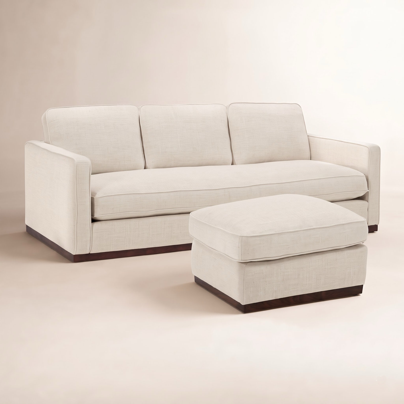 Bobbi 2-Piece Linen Living Room Set with Ottoman, Effie Linen Performance Linen