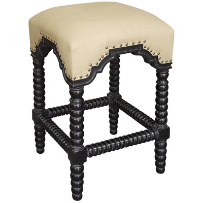 Abacus Upholstered Stool with Solid Wood Frame