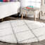 Tapis blanc à poil long à motif marocain performance Darryll-49713109