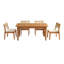 Table de salle à manger d'extérieur en bois 63 po avec 6 chaises empilables avec coussins Amenah-326197182